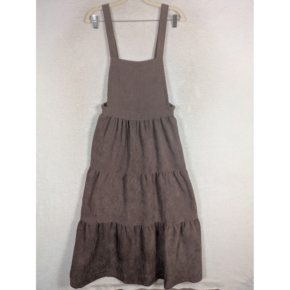 MikaRose Pinafore Dress Women's Small Purple Corduroy Tiered